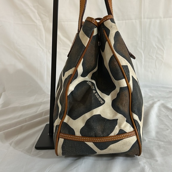 VTG DOONEY AND BOURKE GIRAFFE ANIMAL PRINT CANVAS/LEATHER TOTE SHOULDER BAG - Picture 7 of 14